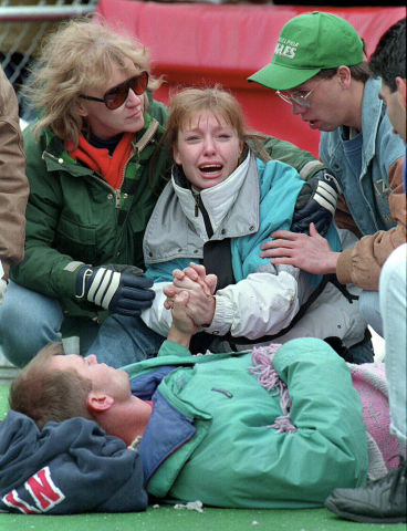 Grieving fans at Camp Randall
